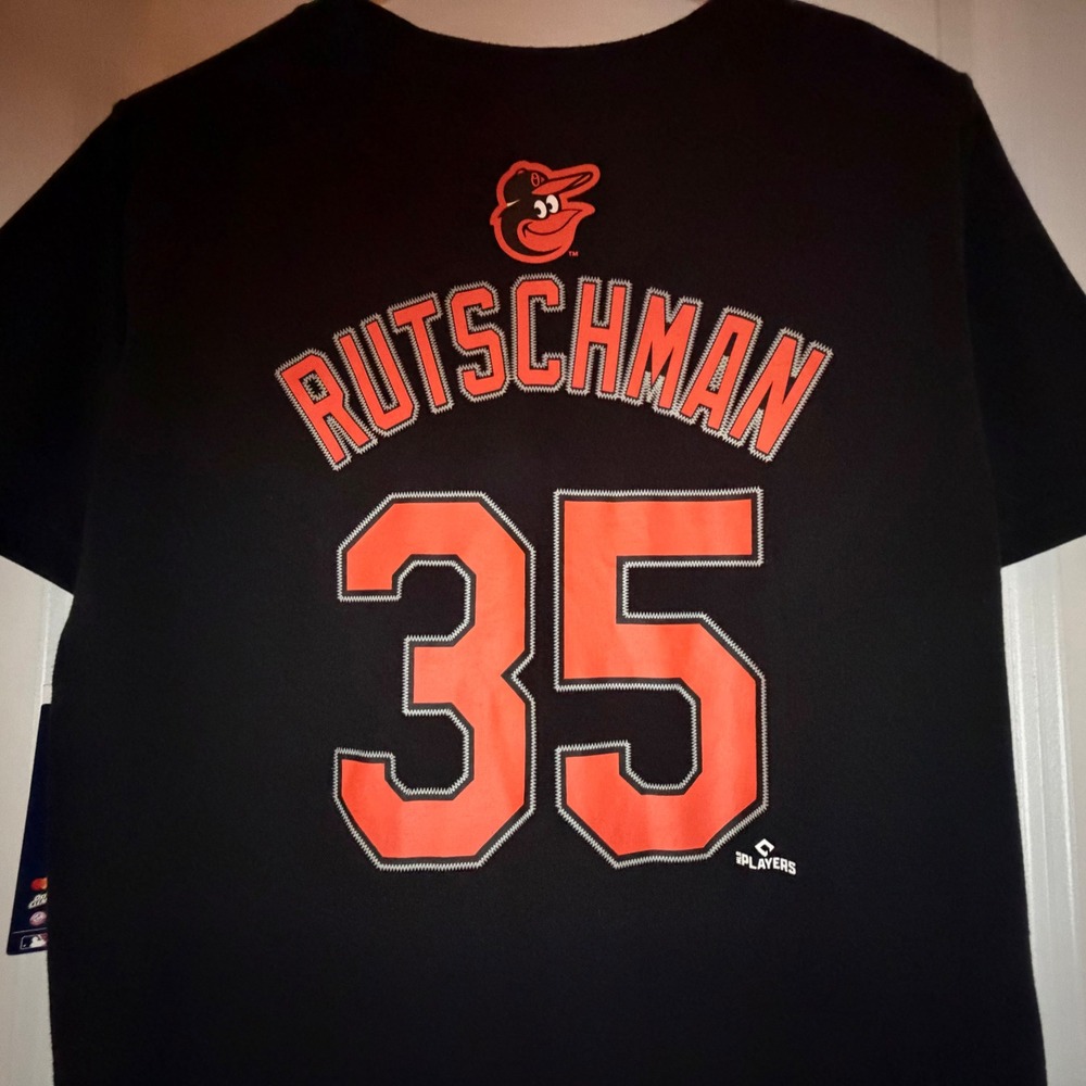 MLB Baltimore Orioles Adley Rutschman Teen XL Fits Mens Small T-Shirt NWT‎